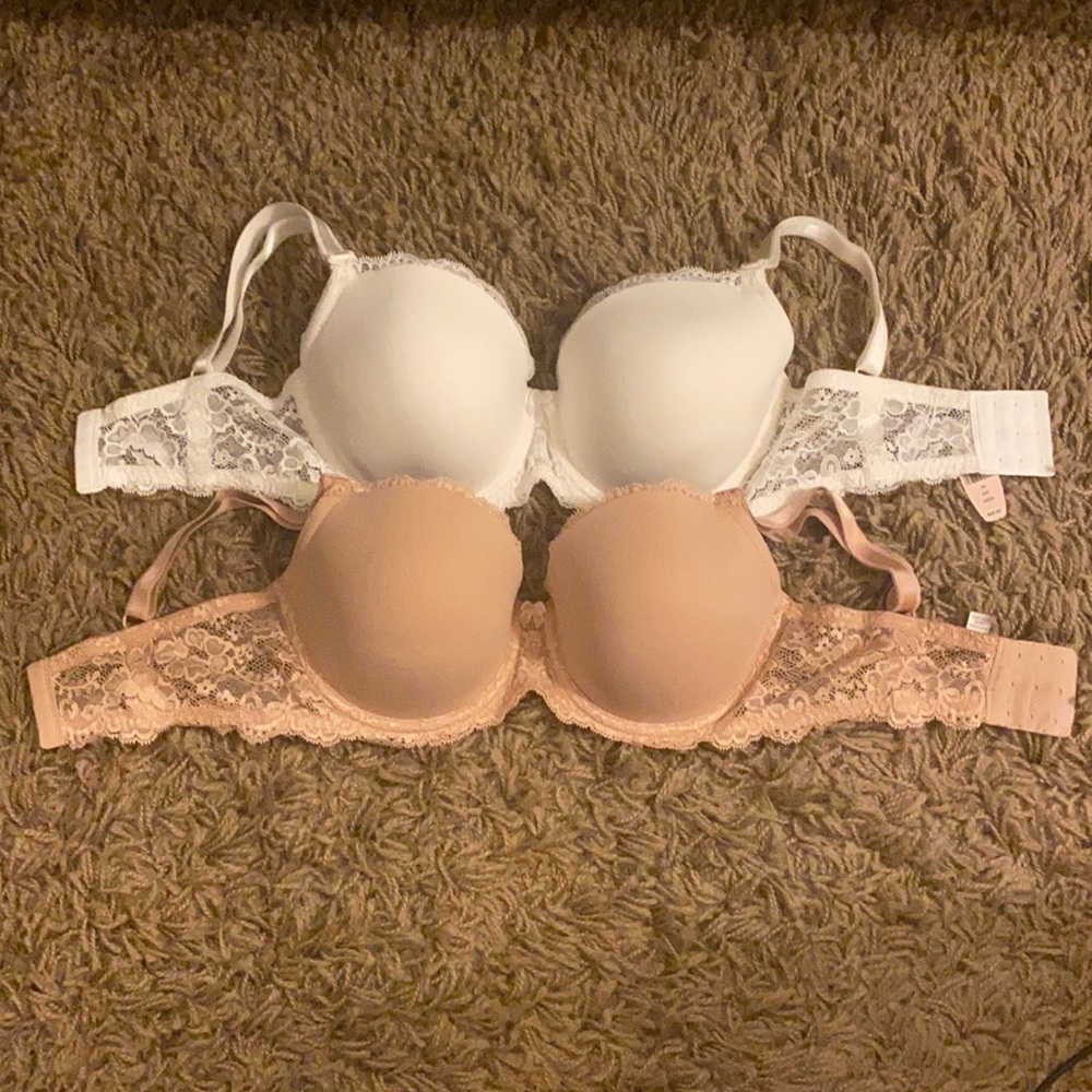 NWT Victoria Secret bras,tan/white 34DD & bonus!
